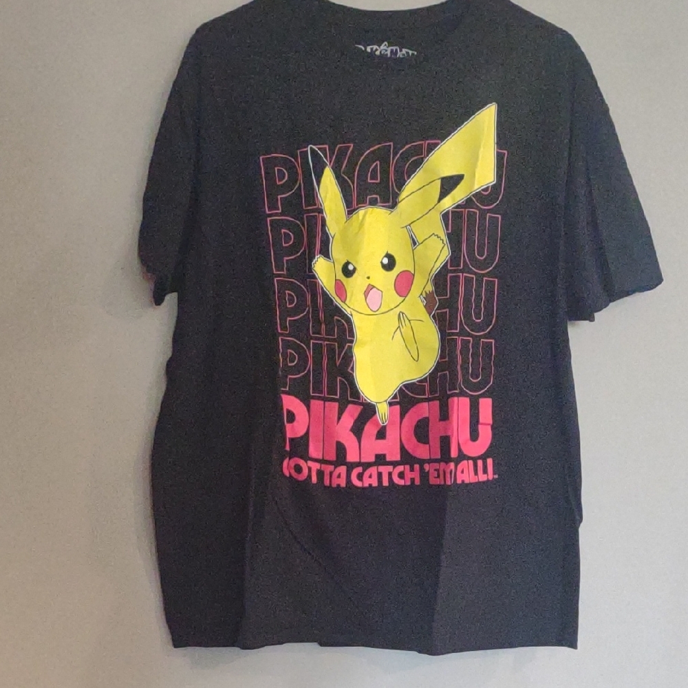 Pokemon Mens X‎ large Pikachu Short Sleeve Black Tee With Graphic Print
